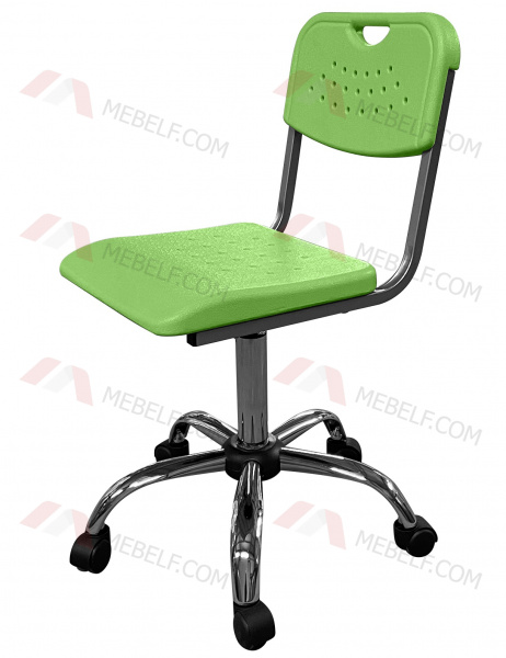 Стул ученический подъёмно-поворотный на колёсах ШС16, зеленый