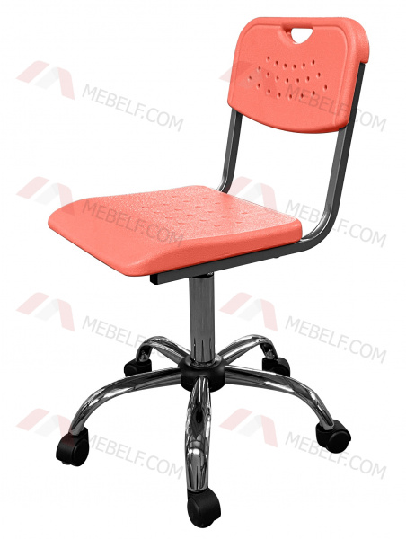 Стул ученический подъёмно-поворотный на колёсах ШС16, оранжевый